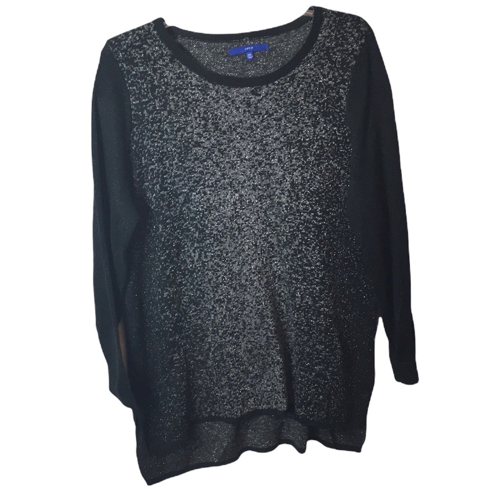 Apt 9 Black Silver Sparkle Long Sweater Tunic